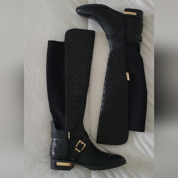 NWOT! Vince Camuto "Patira" Quilted Black Leather Riding Boots! - Picture 13 of 14